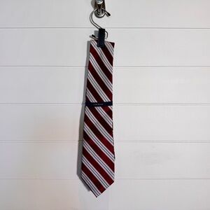 NWT Club Room 100% Silk Red and White Striped Tie